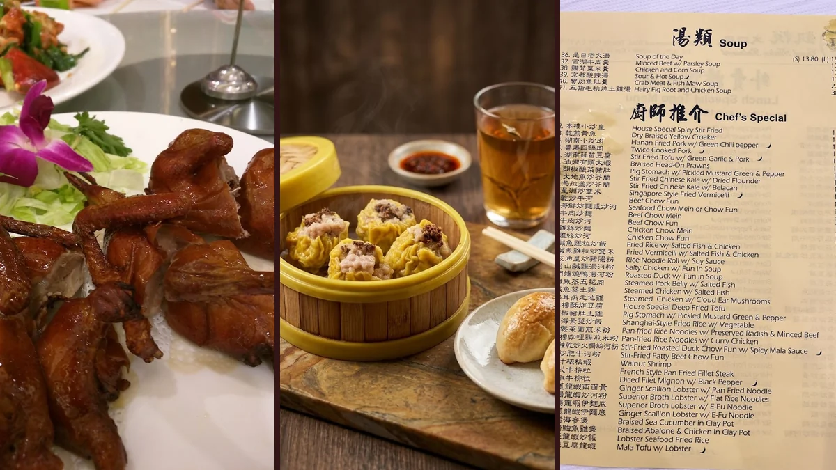 Cantonese restaurant dining room with table service.