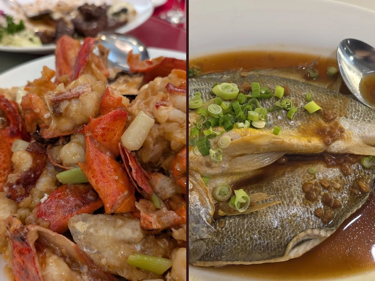 Cantonese restaurant dining room with table service.